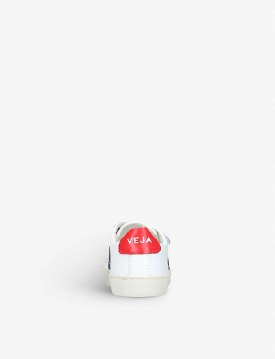 Shop Veja Boys White/red Kids Esplar Leather Trainers 6-9 Years