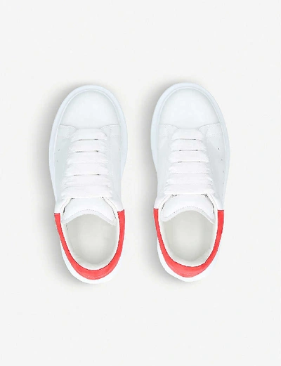 Shop Alexander Mcqueen Boys White/red Kids Runway Leather Trainers 3-8 Years