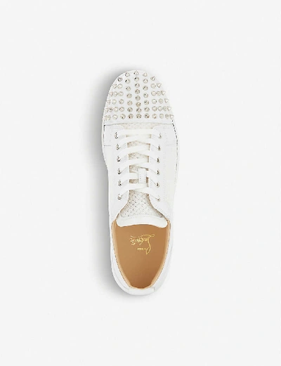 Shop Christian Louboutin Ac Louis Junior Spikes Flat Calf/mesh/pa In Version+white