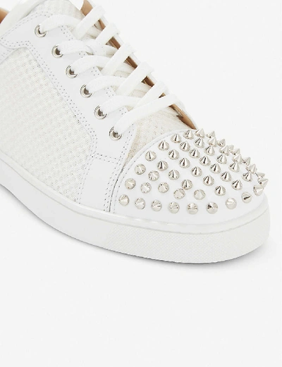 Shop Christian Louboutin Ac Louis Junior Spikes Flat Calf/mesh/pa In Version+white