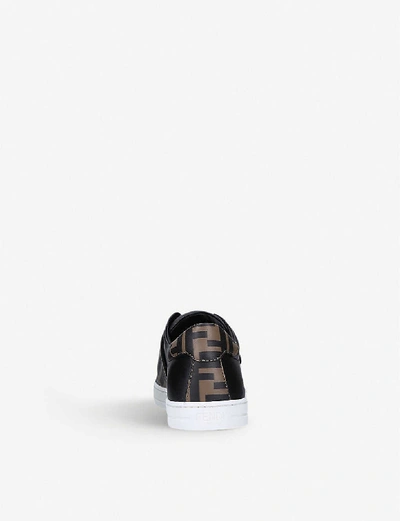 Shop Fendi Boys Blk/other Kids Logo-print Leather Trainers 3-7 Years 13