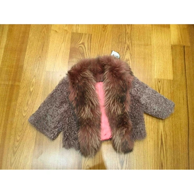 Pre-owned Mangano Pink Mongolian Lamb Coat