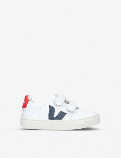 Shop Veja Boys White/red Kids Esplar Leather Trainers 2-5 Years