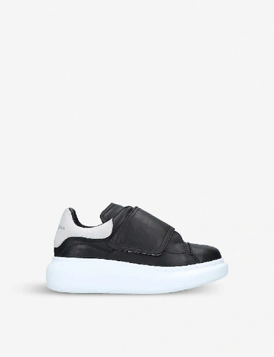 Shop Alexander Mcqueen Boys Blk/white Kids Runway Leather Trainers 3-8 Years