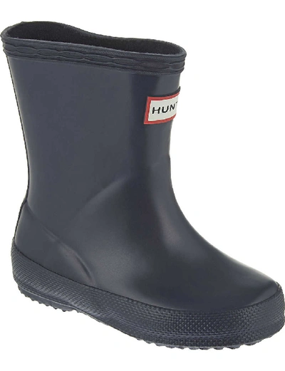 Shop Hunter Boys Navy Kids First Classic Wellies 2-7 Years In Nero
