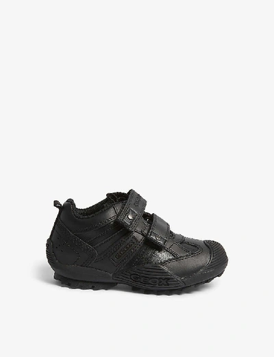 Geox Savage Synthetic Leather Trainers 4-9 Years In Black