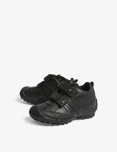 Geox Savage Synthetic Leather Trainers 4-9 Years In Black