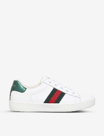 Shop Gucci New Ace Leather Trainers 4-8 Years In White