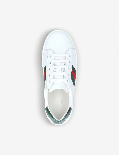 Shop Gucci Boys White Kids New Ace Leather Trainers 4-8 Years