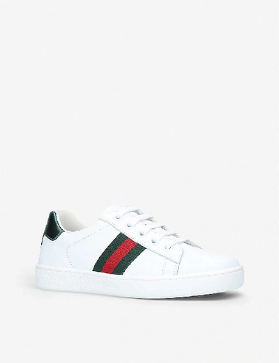 Shop Gucci Boys White Kids New Ace Leather Trainers 4-8 Years