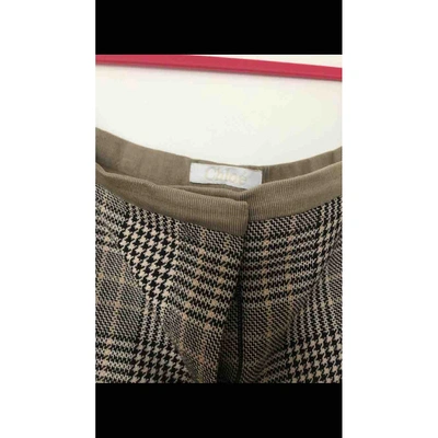 Pre-owned Chloé Wool Slim Trousers In Multicolour