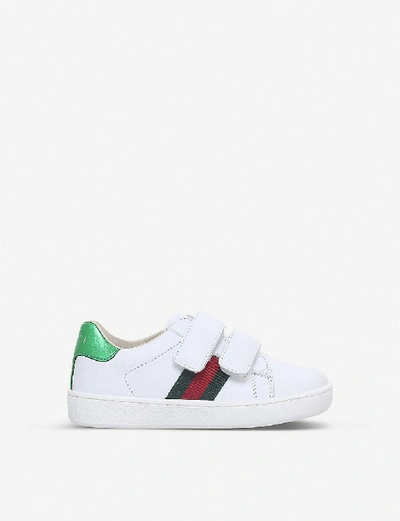 Shop Gucci Boys White Kids New Ace Vl Leather Trainers 4-8 Years