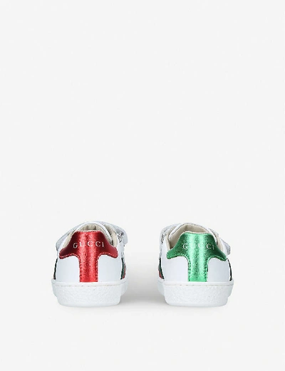 Shop Gucci Girls White Kids New Ace Vl Leather Trainers 4-8 Years