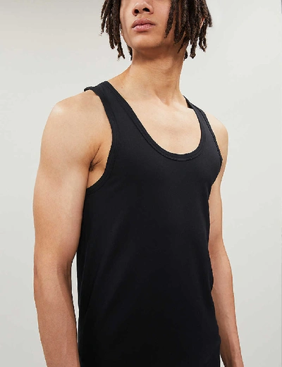 Shop Hanro Men's Black Cotton Superior Cotton-blend Vest Top