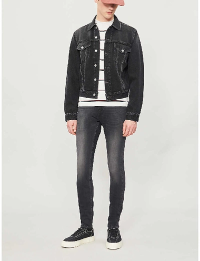 Shop 7 For All Mankind Mens Washed Black Ronnie Tapered Luxe Performance Plus Skinny Jeans
