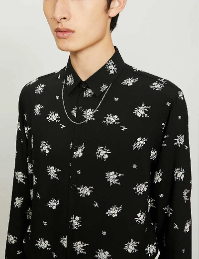 Shop The Kooples Floral-print Relaxed-fit Woven Shirt In Bla06
