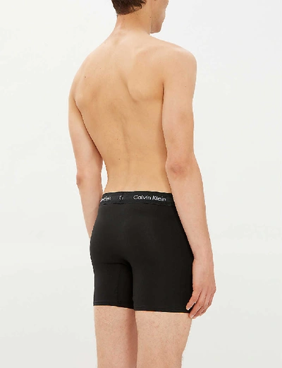 Shop Calvin Klein Men's Black Black Pack Of Three Solid Classic-fit Cotton-jersey Boxer Briefs