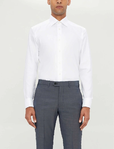 Shop Eton Mens White Slim-fit Cotton Shirt 15