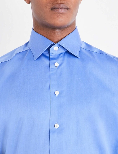 Shop Eton Contemporary-fit Cotton-twill Shirt In Blue