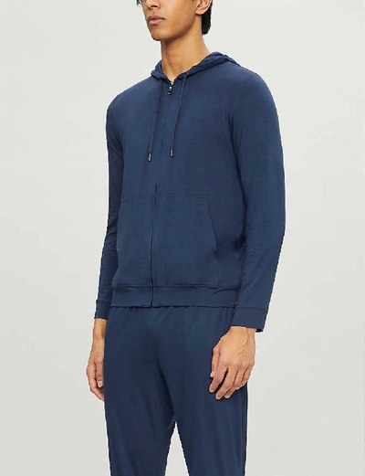 Shop Derek Rose Men's Navy Basel Stretch-jersey Pyjama Bottoms