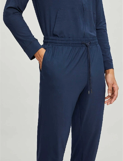 Shop Derek Rose Men's Navy Basel Stretch-jersey Pyjama Bottoms