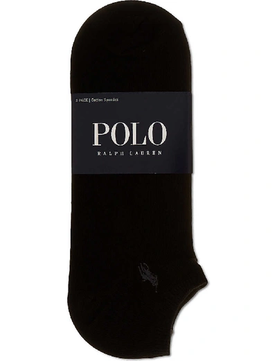 Shop Polo Ralph Lauren Men's Black Pack Of Three Trainer Socks