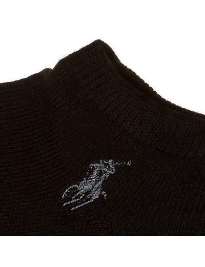 Shop Polo Ralph Lauren Men's Black Pack Of Three Trainer Socks