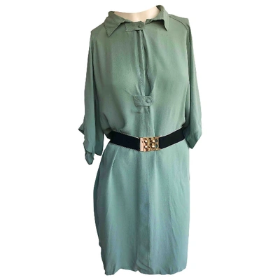 Pre-owned Balenciaga Silk Mid-length Dress In Green