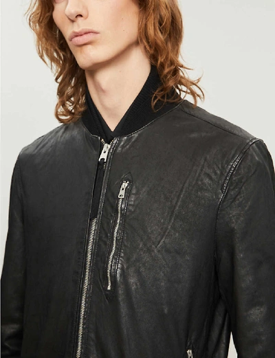 Shop Allsaints Kino Leather Bomber Jacket In Black