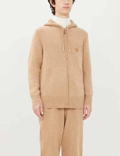 Shop Burberry Lindley Cashmere-blend Drawstring Hoody In Pale Coffee