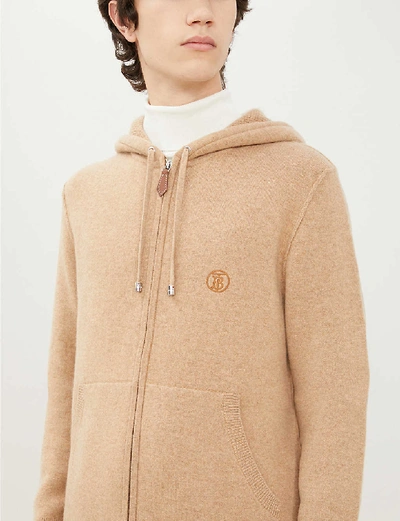 Shop Burberry Lindley Cashmere-blend Drawstring Hoody In Pale Coffee