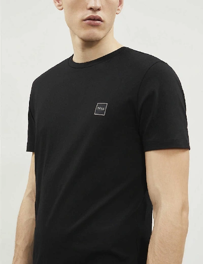 Shop Hugo Boss Logo Patch Cotton-jersey T-shirt In Black