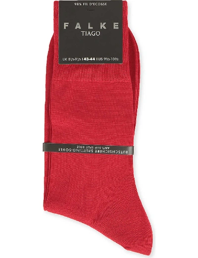 Shop Falke Men's Red Tiago Cotton-blend Socks In Nero