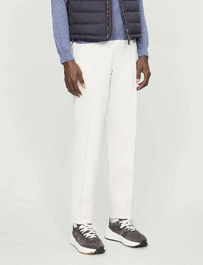 Shop Ermenegildo Zegna Tapered Slim-fit Cotton Trousers