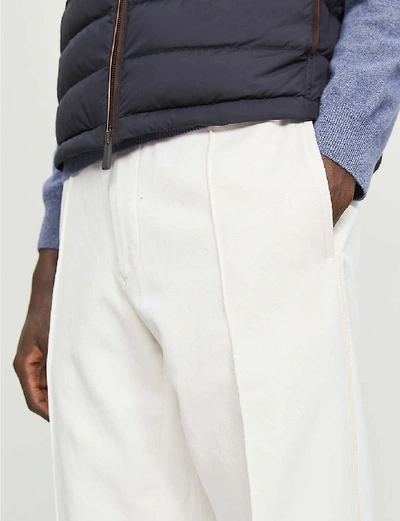 Shop Ermenegildo Zegna Tapered Slim-fit Cotton Trousers