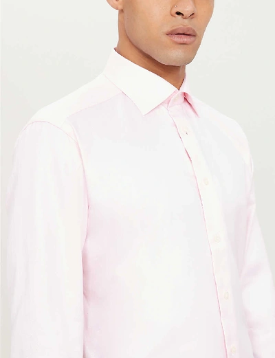 Shop Eton Slim-fit Cotton Shirt In Pink/red