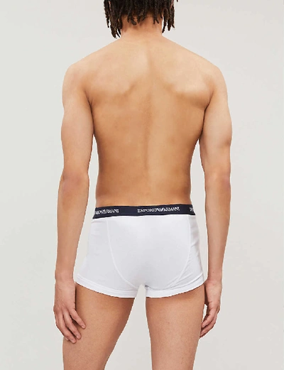 Shop Emporio Armani Mens White/black/grey Pack Of Three Logo Slim-fit Cotton Briefs