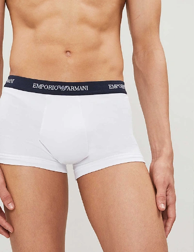 Shop Emporio Armani Men's White/black/grey Pack Of Three Logo Slim-fit Cotton Briefs