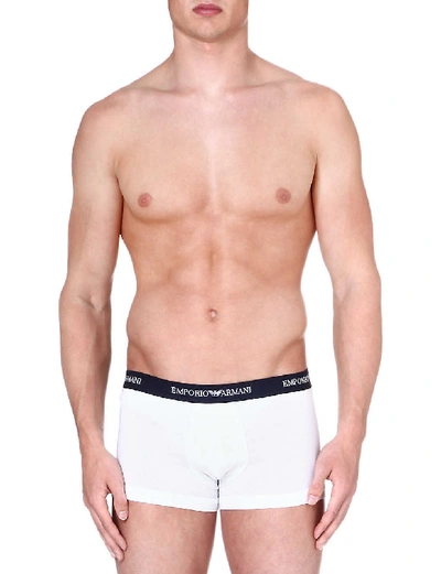 Shop Emporio Armani Men's White/black/grey Pack Of Three Logo Slim-fit Cotton Briefs