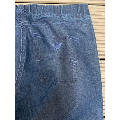 Pre-owned Armani Jeans Blue Cotton Trousers