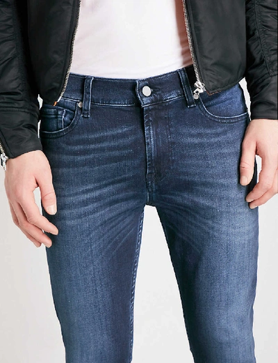 Shop 7 For All Mankind Ronnie Luxe Performance Skinny-fit Jeans In Dark+blue