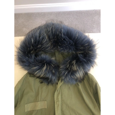 Pre-owned Mr & Mrs Italy Khaki Raccoon Coat