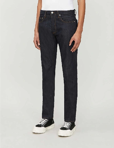 Shop Sandro Men's Raw Denim Regular-fit Tapered Jeans In Raw Denim (black)