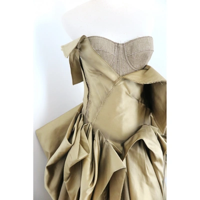 Pre-owned Bottega Veneta Silk Maxi Dress In Gold