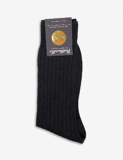 Shop Pantherella Men's Black Sea Island Organic Cotton Socks