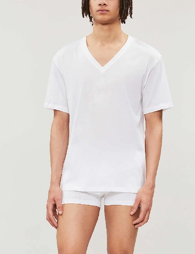Shop Hanro Men's White Cotton Sporty Cotton-jersey T-shirt