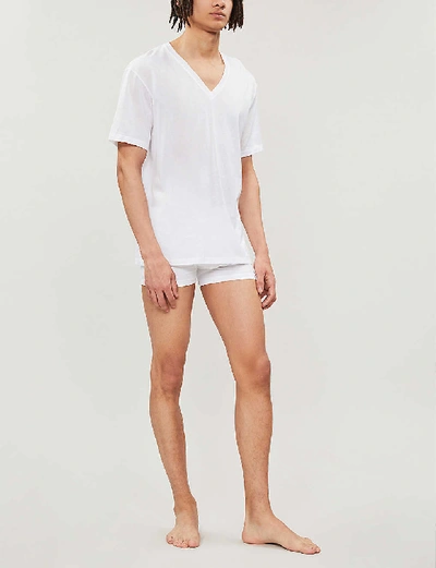 Shop Hanro Mens White Cotton Sporty Cotton-jersey T-shirt