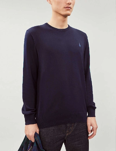 Polo Ralph Lauren Crewneck Cotton Jumper In Hunter Navy