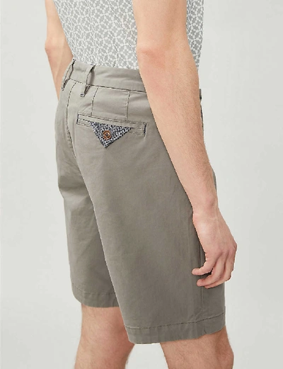 Shop Ted Baker Selshor Stretch-cotton Chino Shorts In Olive