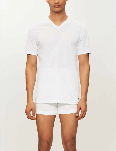Shop Polo Ralph Lauren Mens White Ribbed Two-pack V-neck T-shirt L